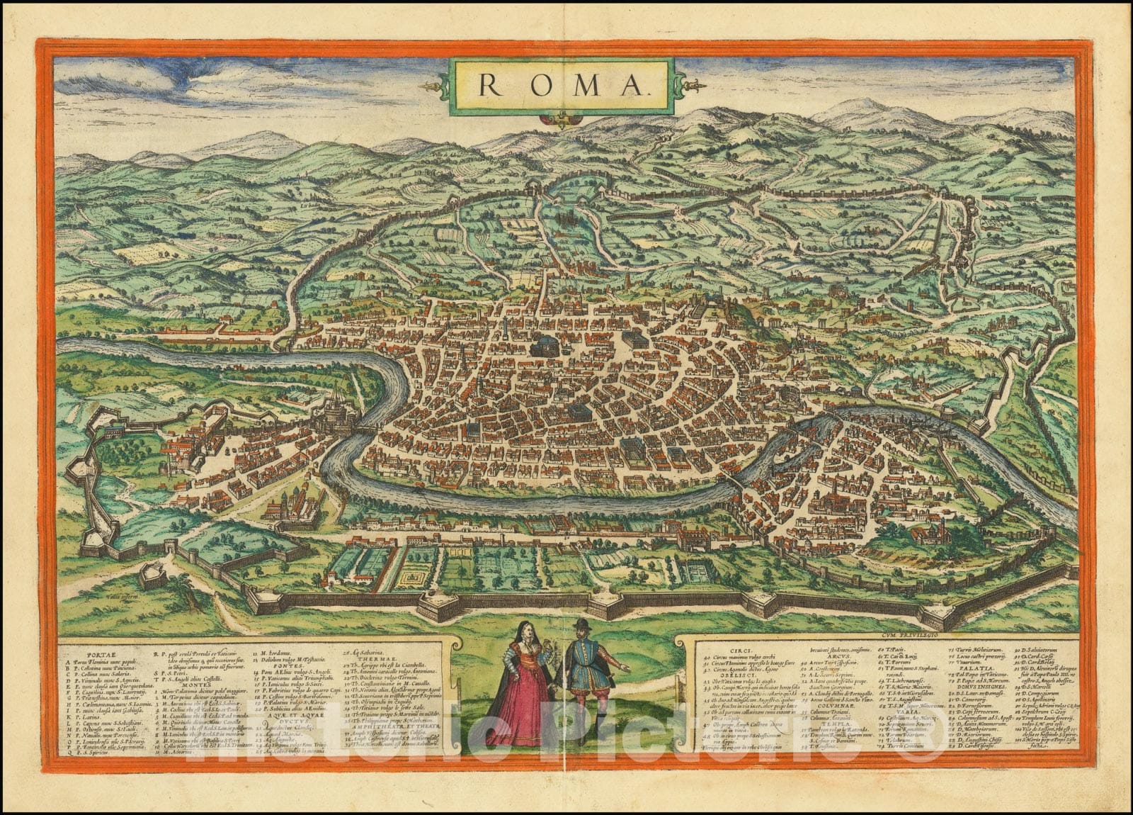 Historic Map : Roma, 1572, Vintage Wall Art