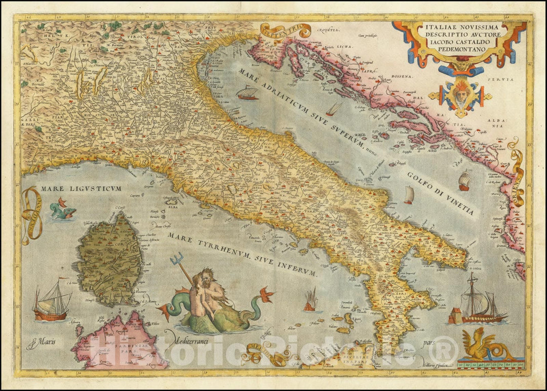 Historic Map : Italiae Novissima Descriptio Auctore Jacobo Cataldo Pedemontano, 1603, Vintage Wall Art