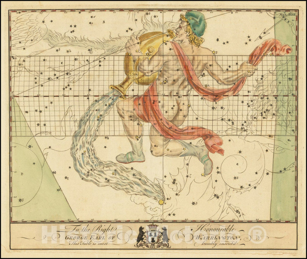 Historic Map : Aquarius,  1750, Vintage Wall Art