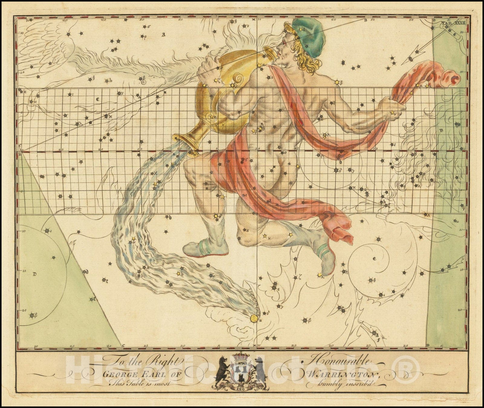 Historic Map : Aquarius,  1750, Vintage Wall Art