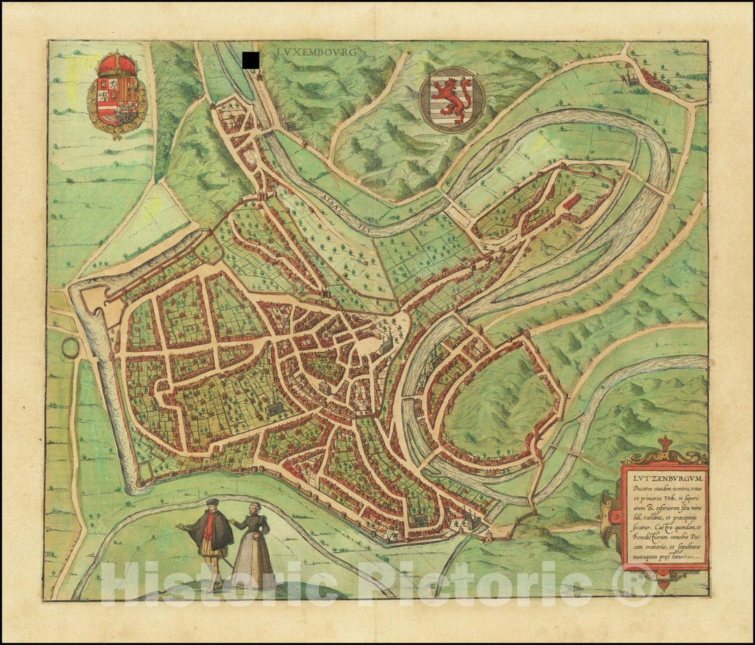 Historic Map : Luxembourg - Lutzenburgum, Ducatus eiusdem Nominis, Vetus et Primaria Urbs ..., 1580, Vintage Wall Art