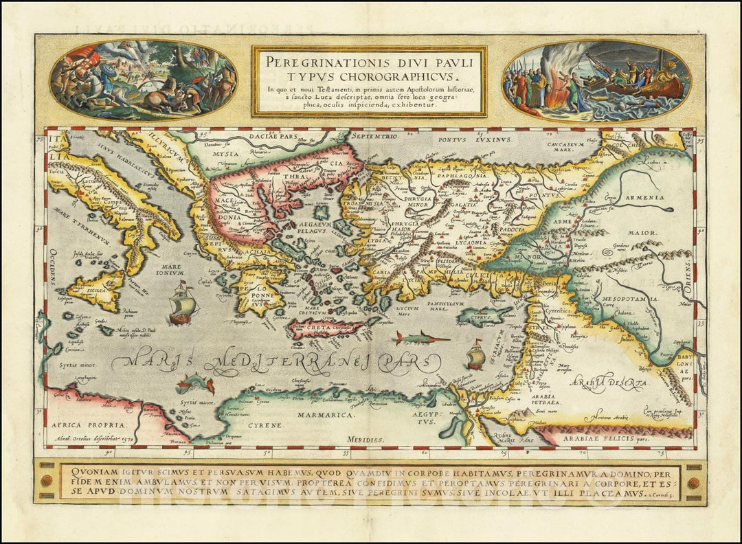 Historic Map : Peregrinationis Divi Pauli Typus Corographicus,  1624, Vintage Wall Art