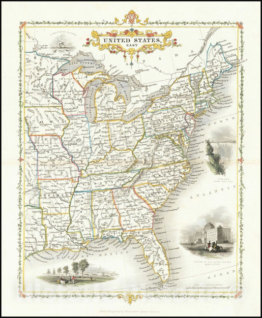 Historic Map : United States East, 1850, Vintage Wall Art