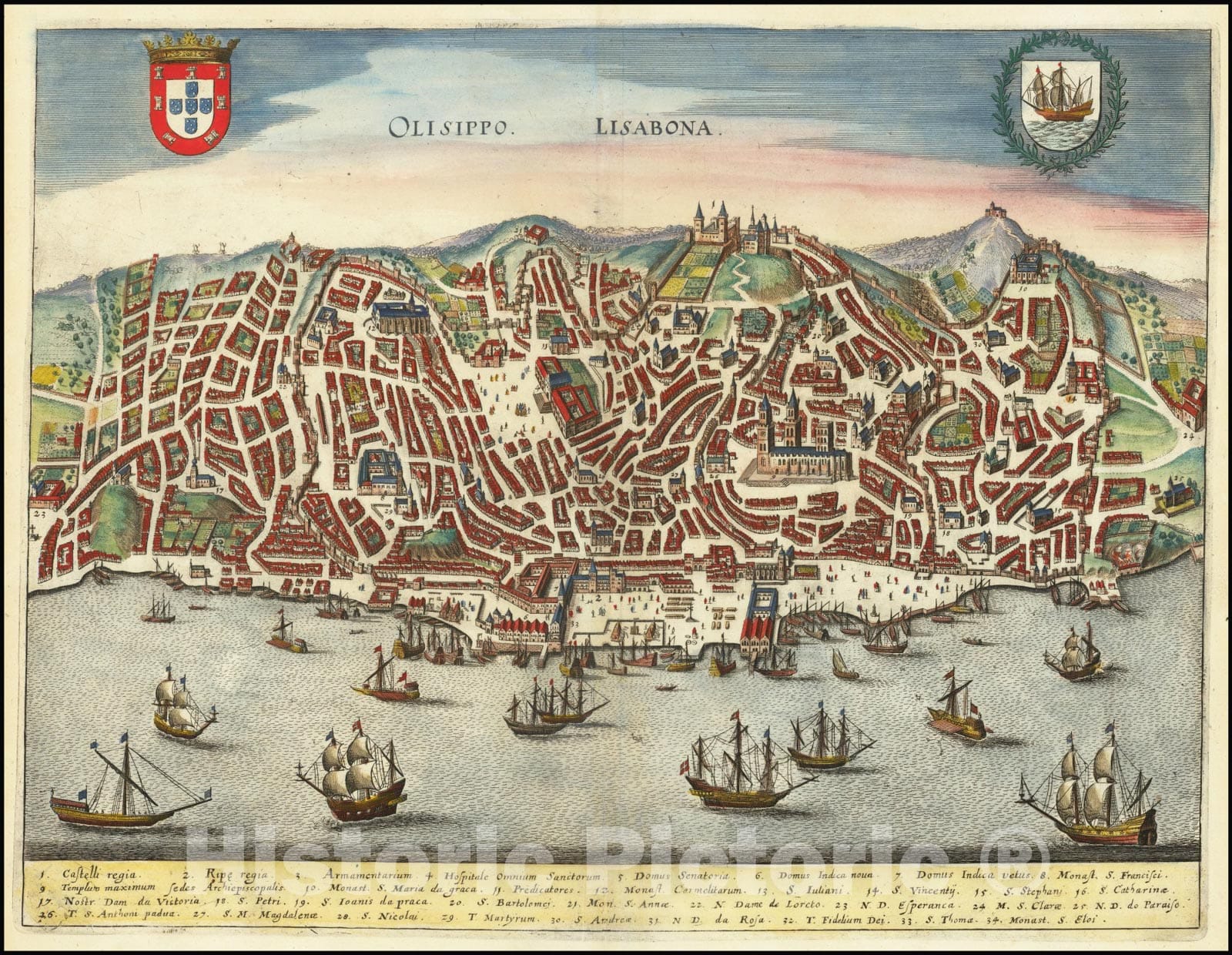 Historic Map : Olisippo.Lisabona., 1636, Vintage Wall Art