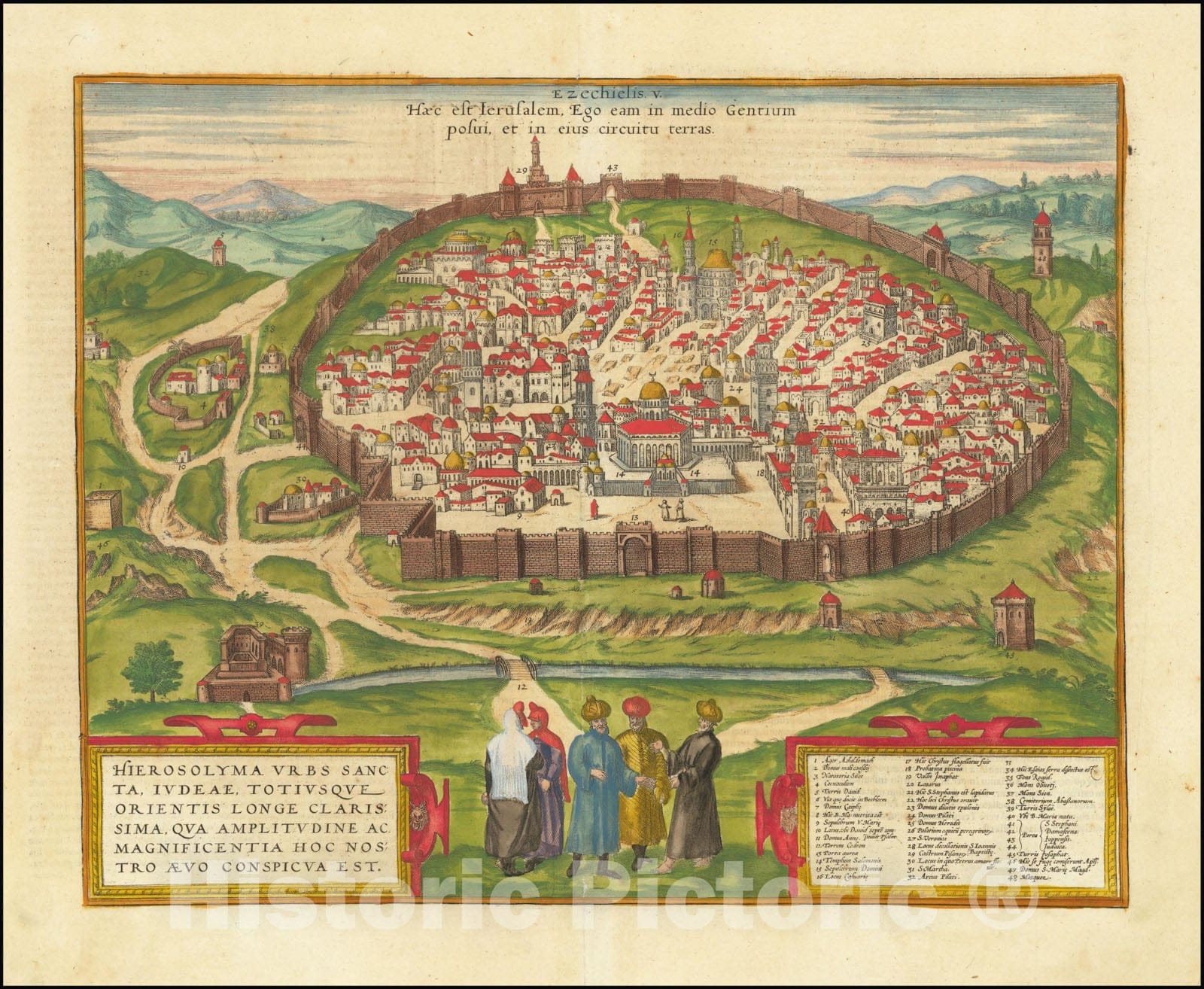 Historic Map : Hierosolyma Urbs Sancta, Iudeae, Totiusque Orientis Longe Clarissima, Qua Amplitudine ac Magnificentia hoc Nostro Aevo Conspicua Est., 1582 v1, Vintage Wall Art