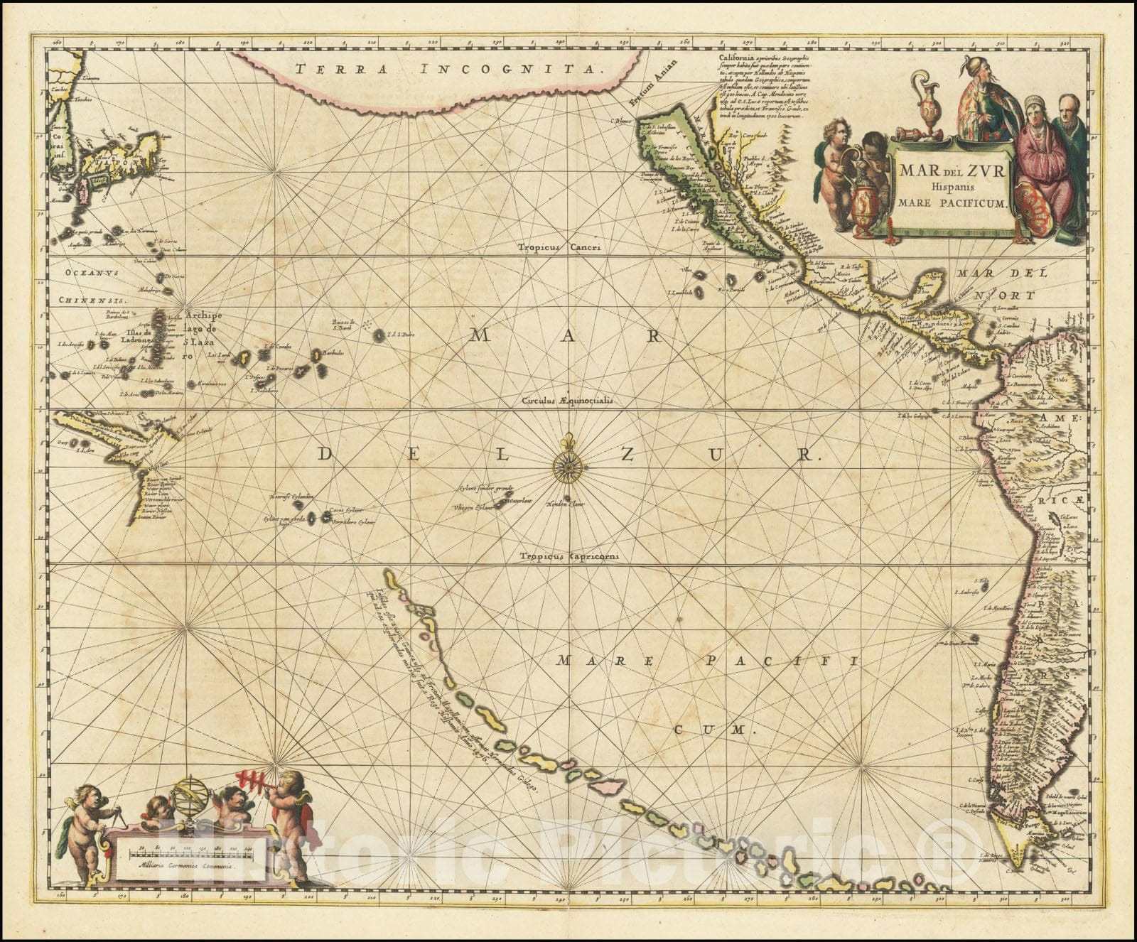 Historic Map : Mar Del Zur Hispanis Mare Pacificum, 1650, Vintage Wall Art