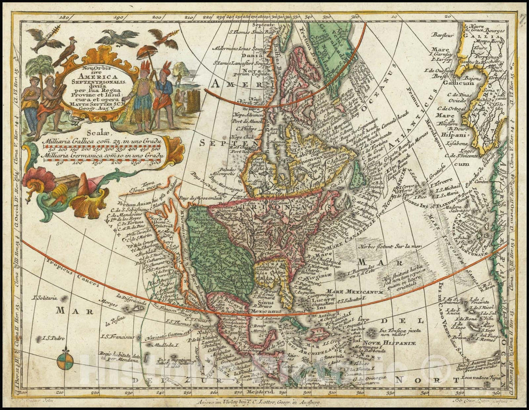 Historic Map : Nov. Orbis sive America Septentrionalis . . , 1740 v1, Vintage Wall Art