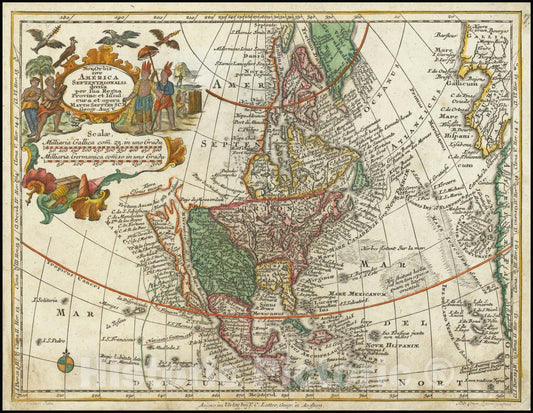 Historic Map : Nov. Orbis sive America Septentrionalis . . , 1740 v1, Vintage Wall Art