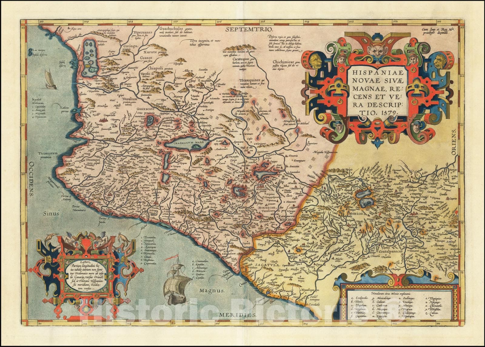 Historic Map : Hispaniae Novae Sivae Magnae Recens Et Vera Descriptio 1579, 1608, Vintage Wall Art