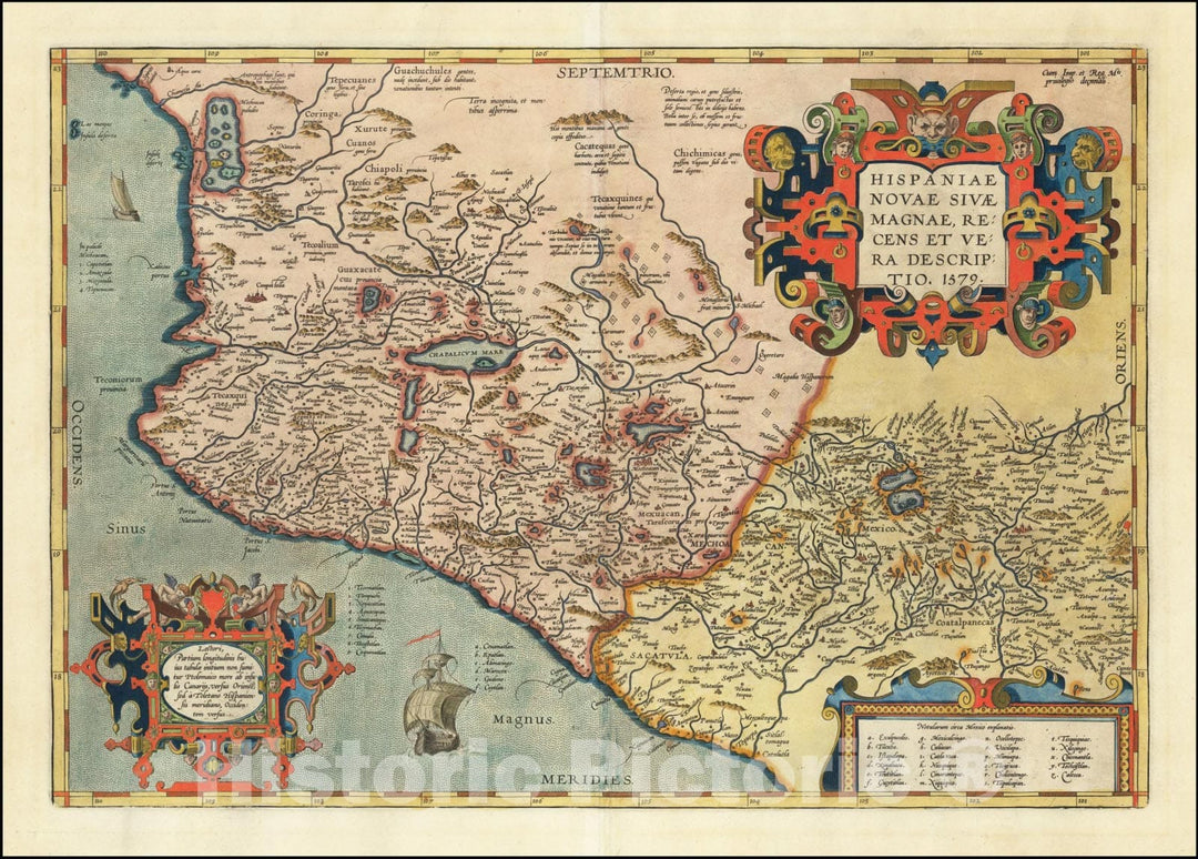 Historic Map : Hispaniae Novae Sivae Magnae Recens Et Vera Descriptio 1579, 1608, Vintage Wall Art