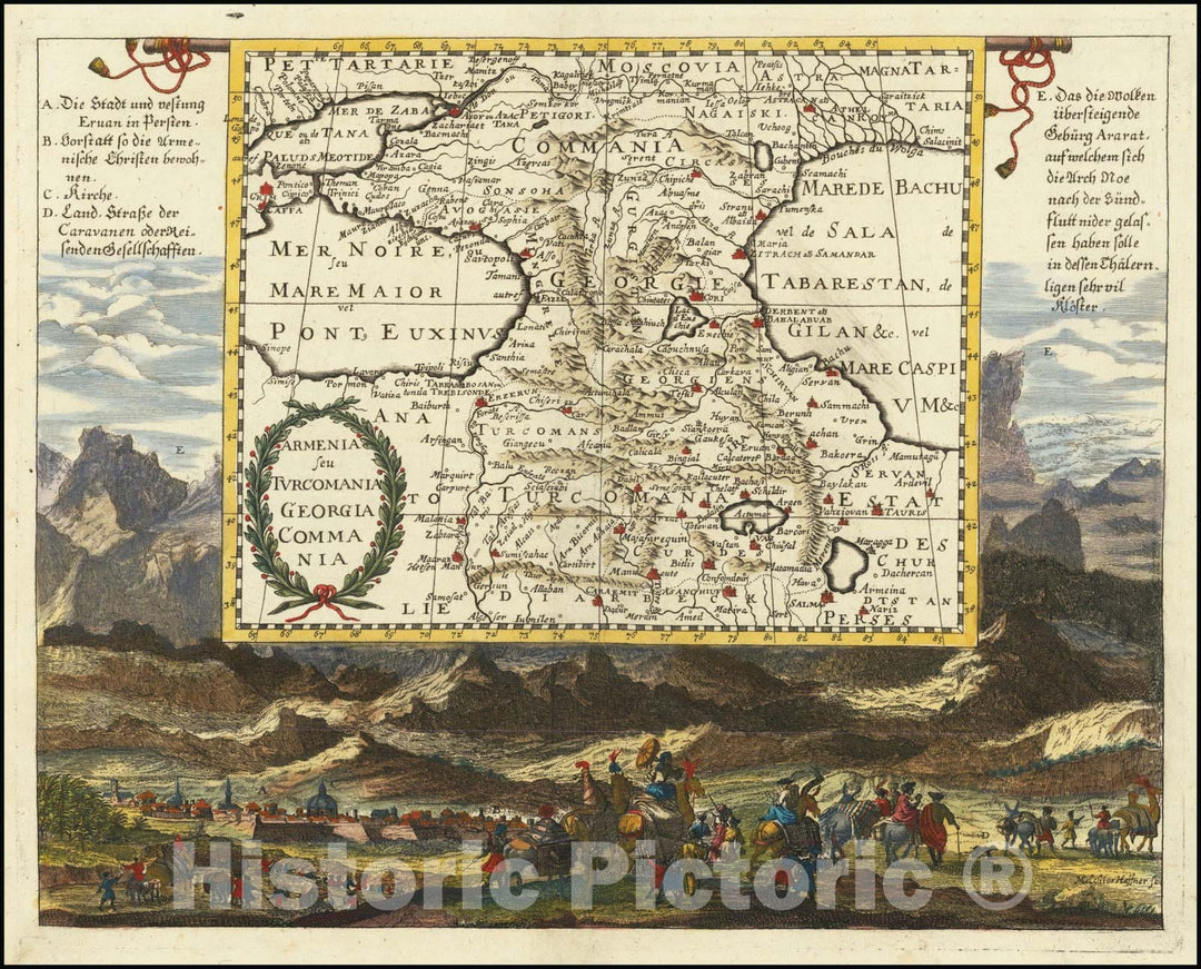 Historic Map : Armenia seu Turcomania Georgia Commania, 1686, Vintage Wall Art