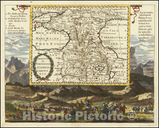 Historic Map : Armenia seu Turcomania Georgia Commania, 1686, Vintage Wall Art
