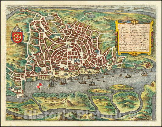 Historic Map : Goa, 1650, Vintage Wall Art