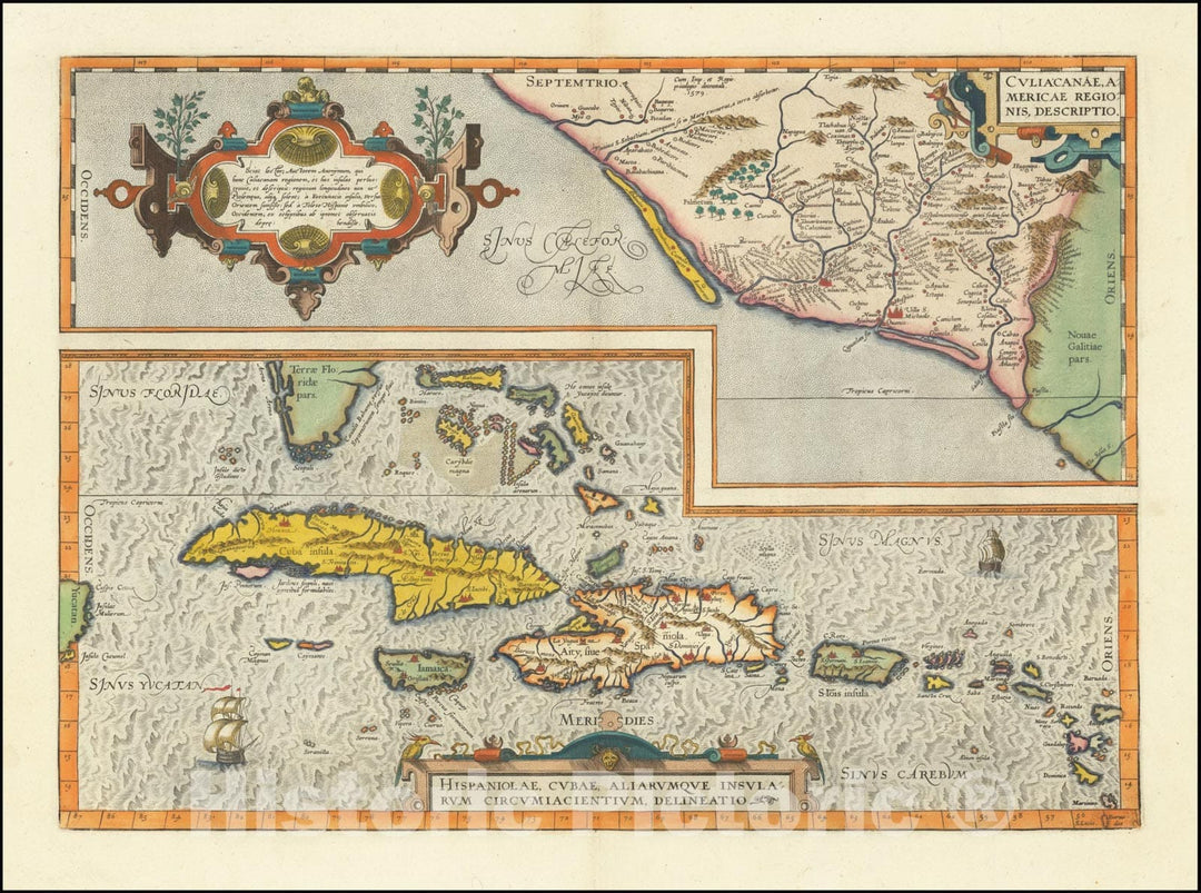 Historic Map : Culiacanae, Americae Regionis, Descriptio , 1584, Vintage Wall Art