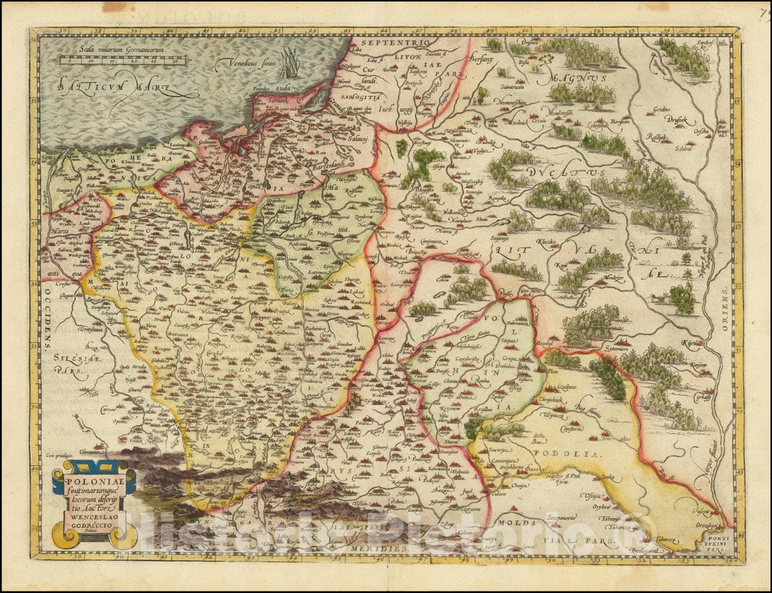 Historic Map : Poloniae Finitimarumque locorum descriptio Auctore Wencelslao Godreccio , 1584, Vintage Wall Art