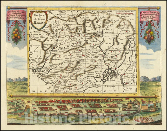 Historic Map : Das Reich Des GrossenMogols, 1686, Vintage Wall Art