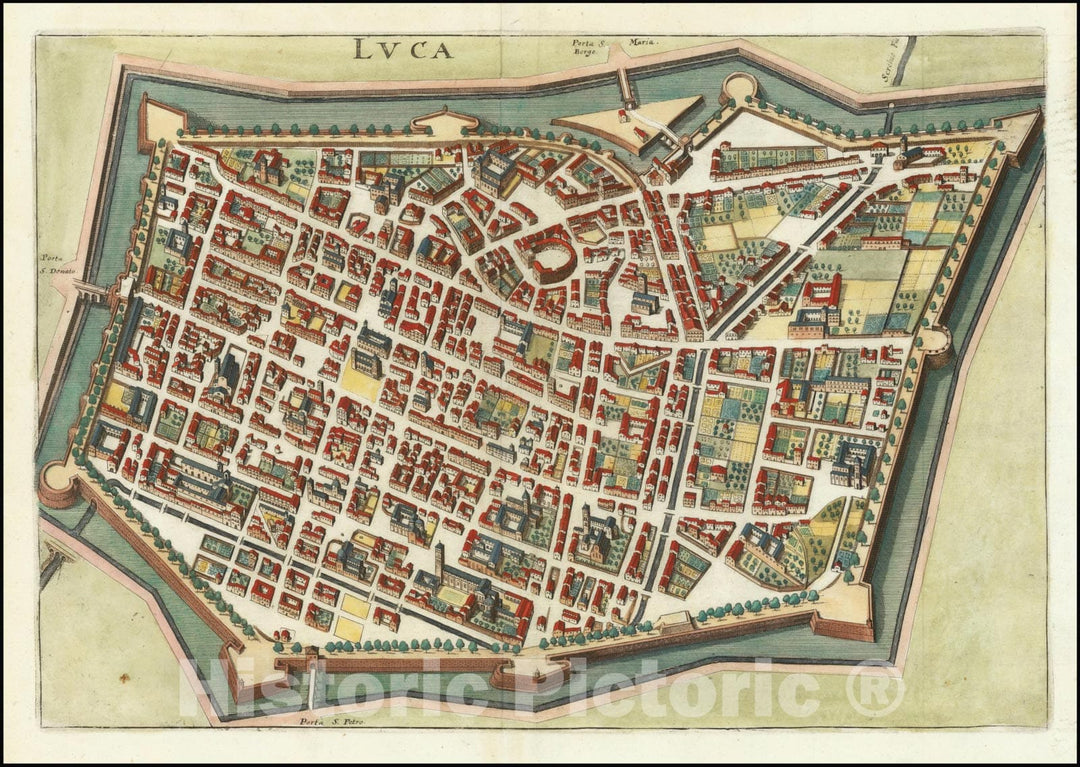 Historic Map : Luca, 1638, Vintage Wall Art