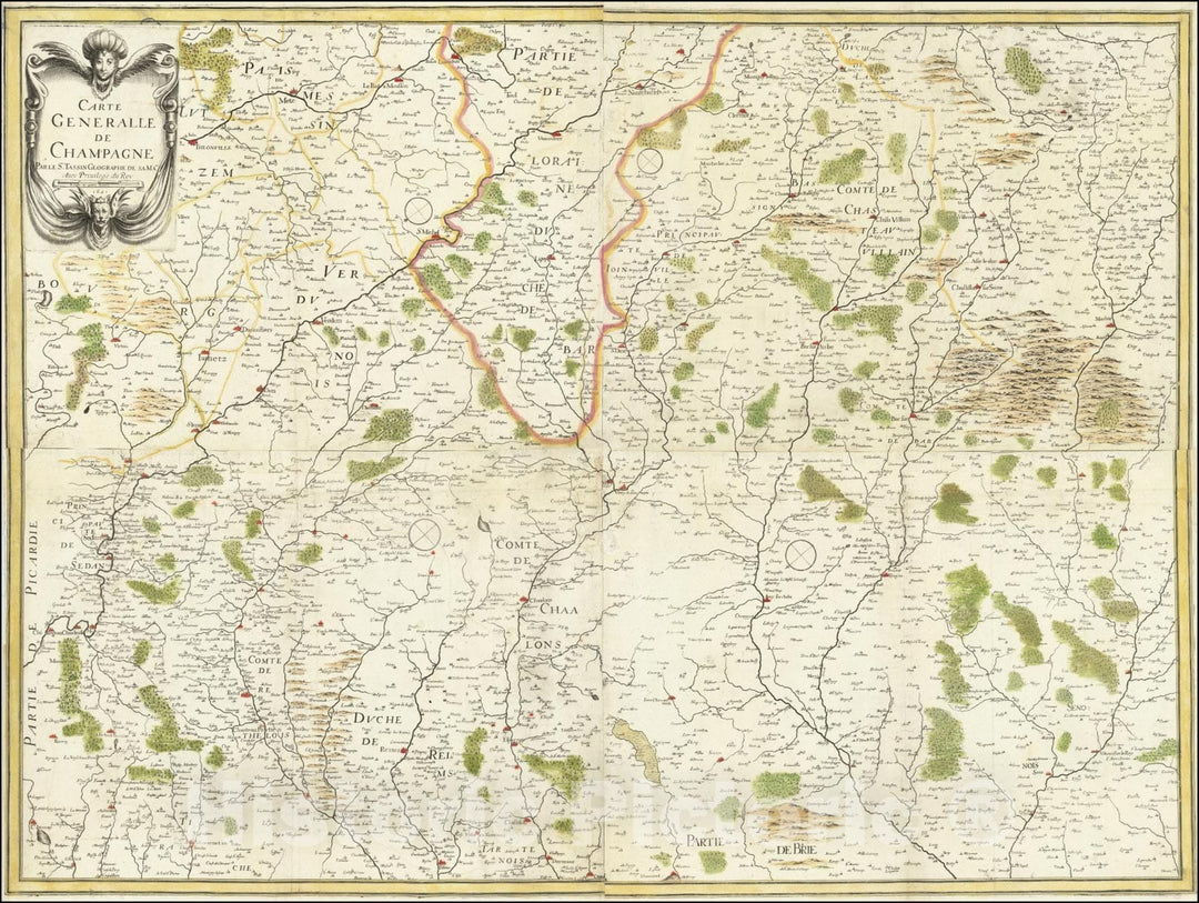 Historic Map : Carte Generalle de Champagne, 1641, 1641, Vintage Wall Art