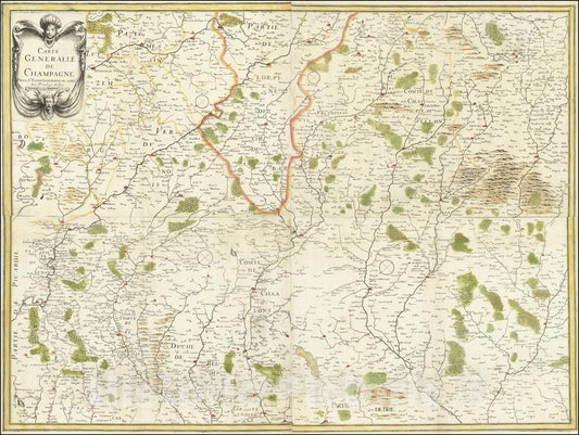 Historic Map : Carte Generalle de Champagne, 1641, 1641, Vintage Wall Art
