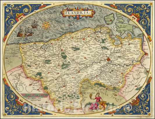 Historic Map : Flandria, 1573, Vintage Wall Art