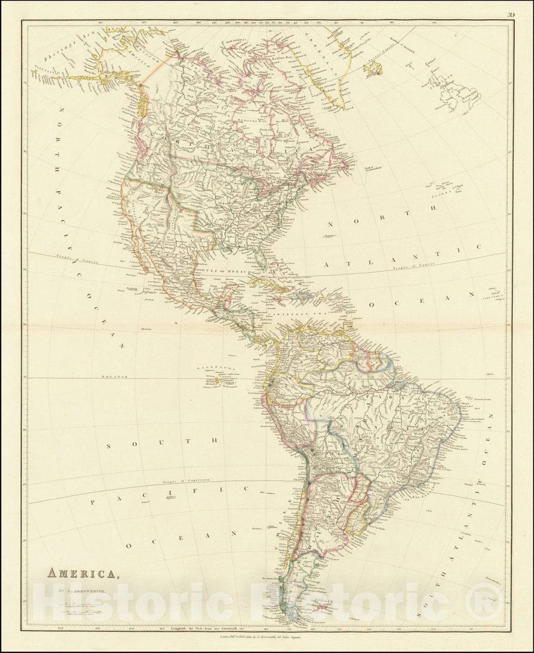Historic Map : America, 1840, Vintage Wall Art