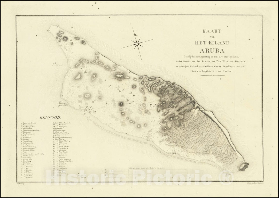 Historic Map : The Island of Aruba, Vintage Wall Art