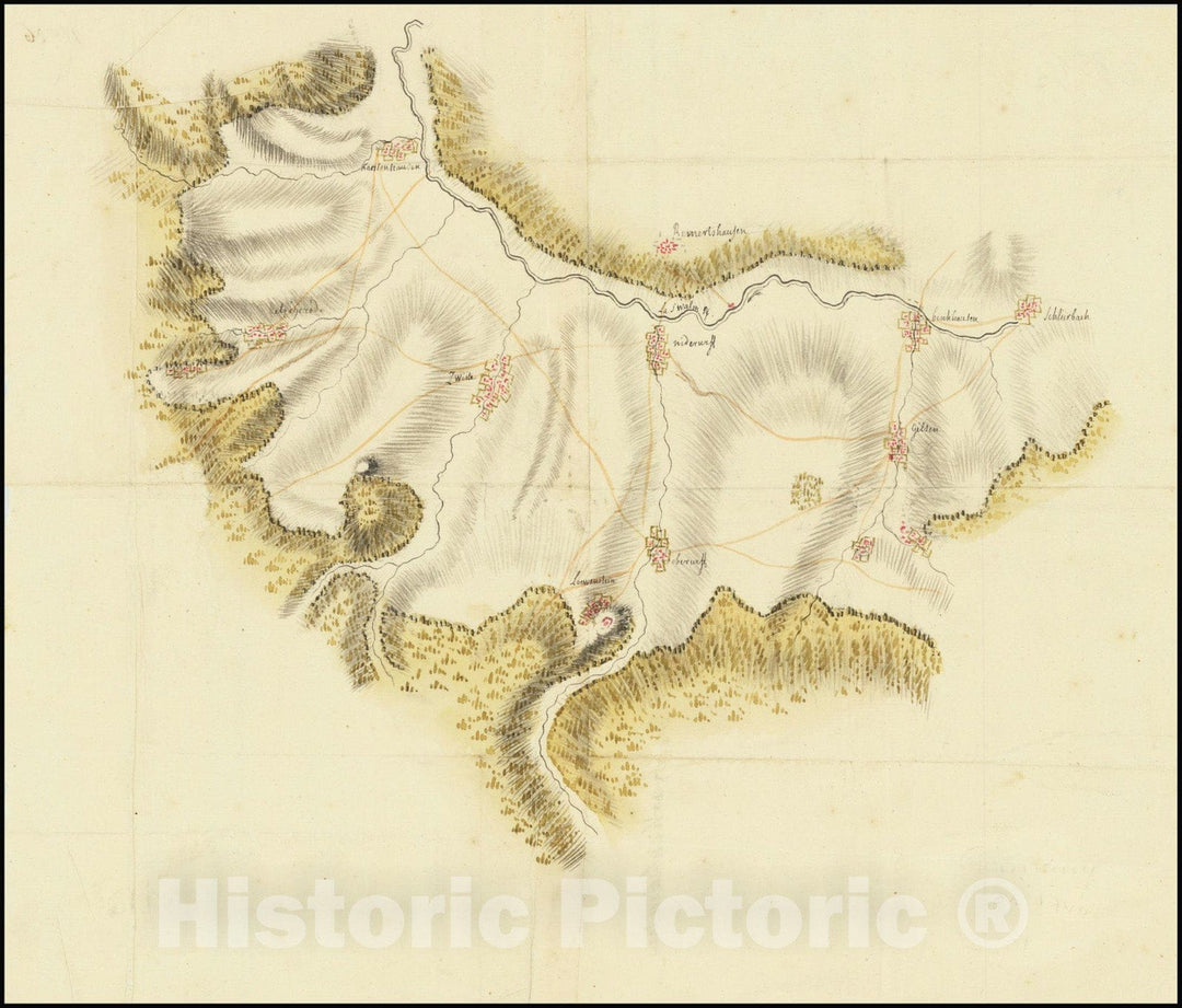 Historic Map : Gorge de Karlenhausen, 1820, Vintage Wall Art