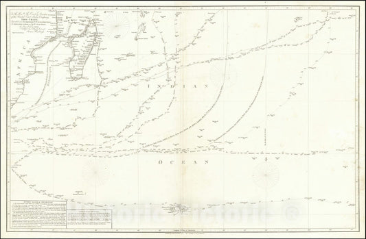 Historic Map : West Indian and Southern Oceans, 1814, Vintage Wall Art