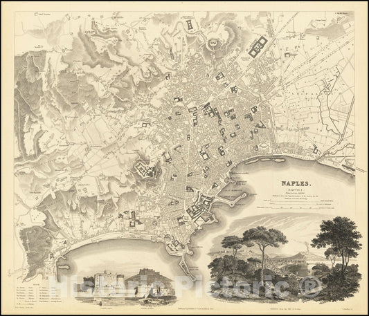 Historic Map : Naples , 1835, Vintage Wall Art
