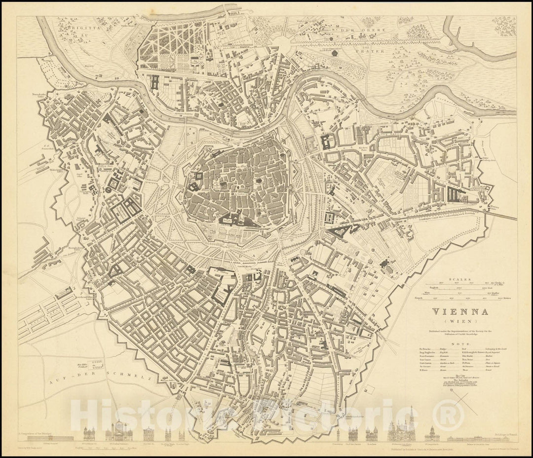 Historic Map : Vienna , 1833, Vintage Wall Art