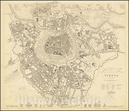 Historic Map : Vienna , 1833, Vintage Wall Art
