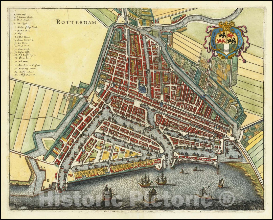 Historic Map : Rotterdam, 1636, Vintage Wall Art