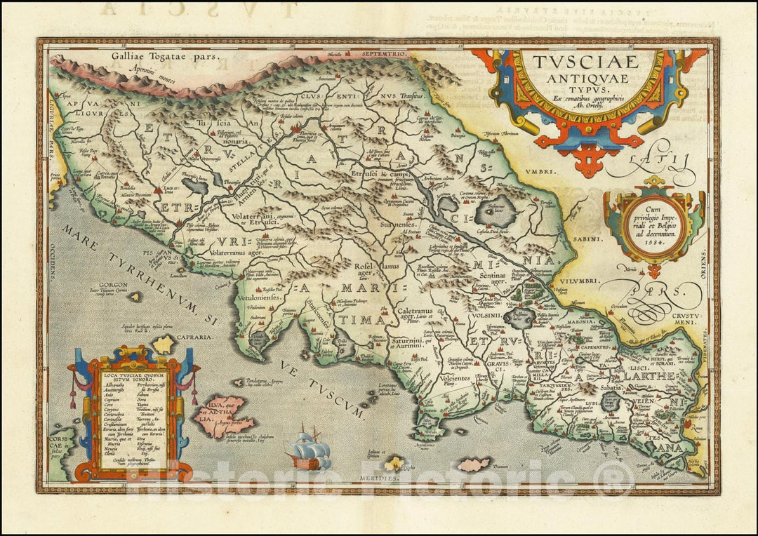 Historic Map : Tusciae Antiquae Typus, 1584, 1624, Vintage Wall Art