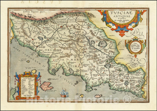 Historic Map : Tusciae Antiquae Typus, 1584, 1624, Vintage Wall Art