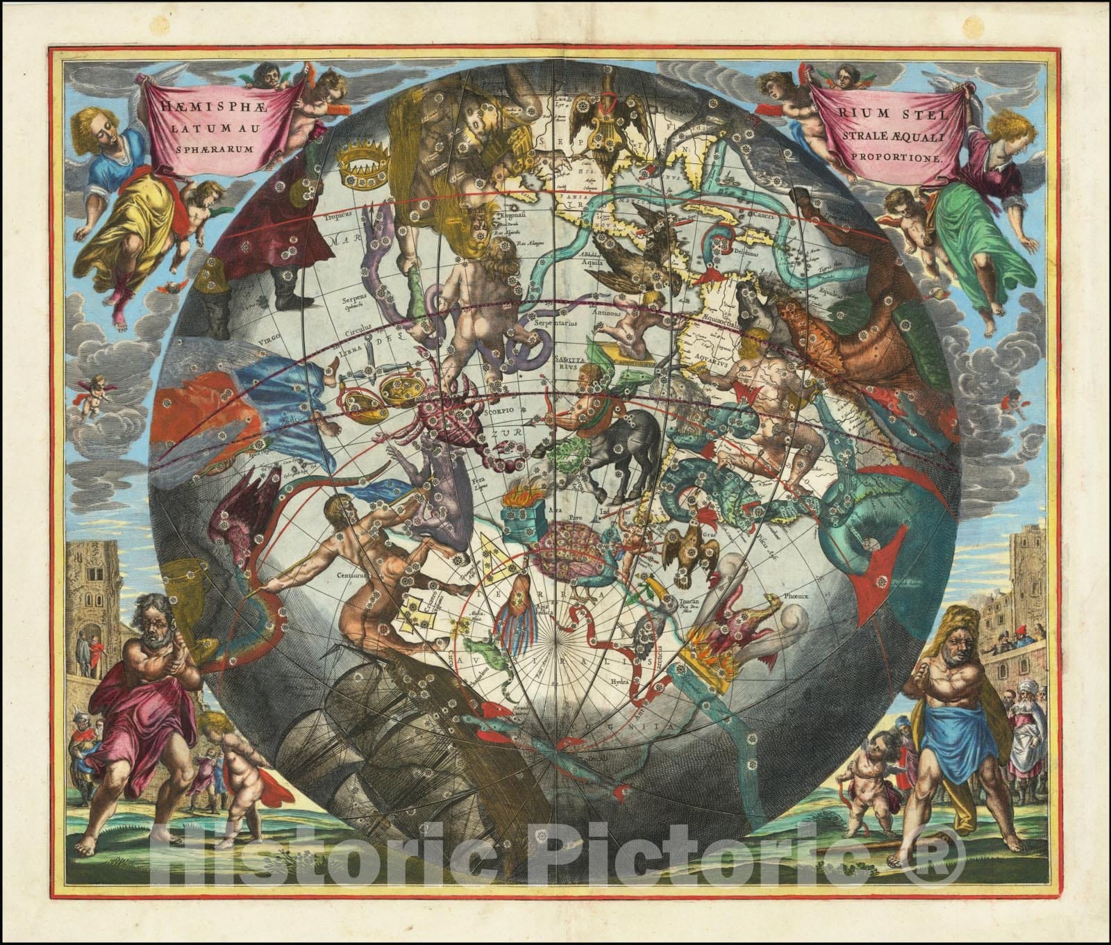 Historic Map : Haemisphaerium Stellatum Australe Cum Aequali Sphaerarum Proportione, 1660, Vintage Wall Art