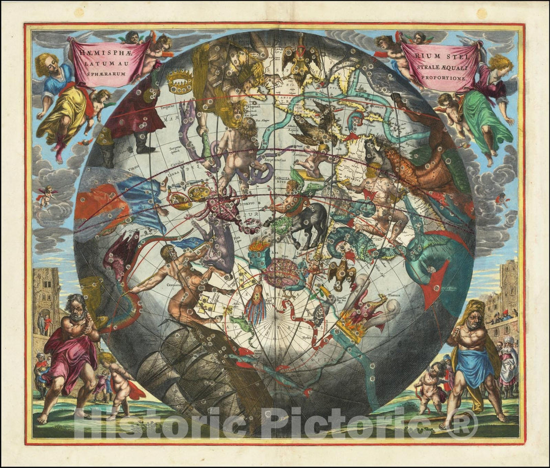 Historic Map : Haemisphaerium Stellatum Australe Cum Aequali Sphaerarum Proportione, 1660, Vintage Wall Art