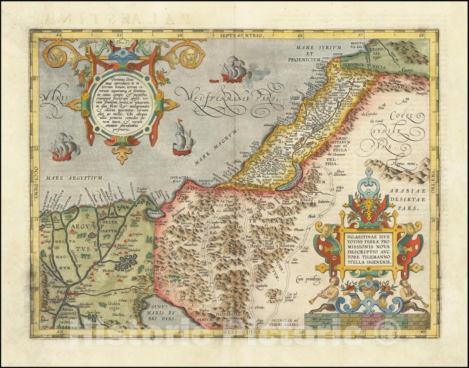 Historic Map : Palaestinae Sive Totius Terrae Promissionis Nova Descriptio Auctore Tilemanno Stella Sigenens, 1624, Vintage Wall Art