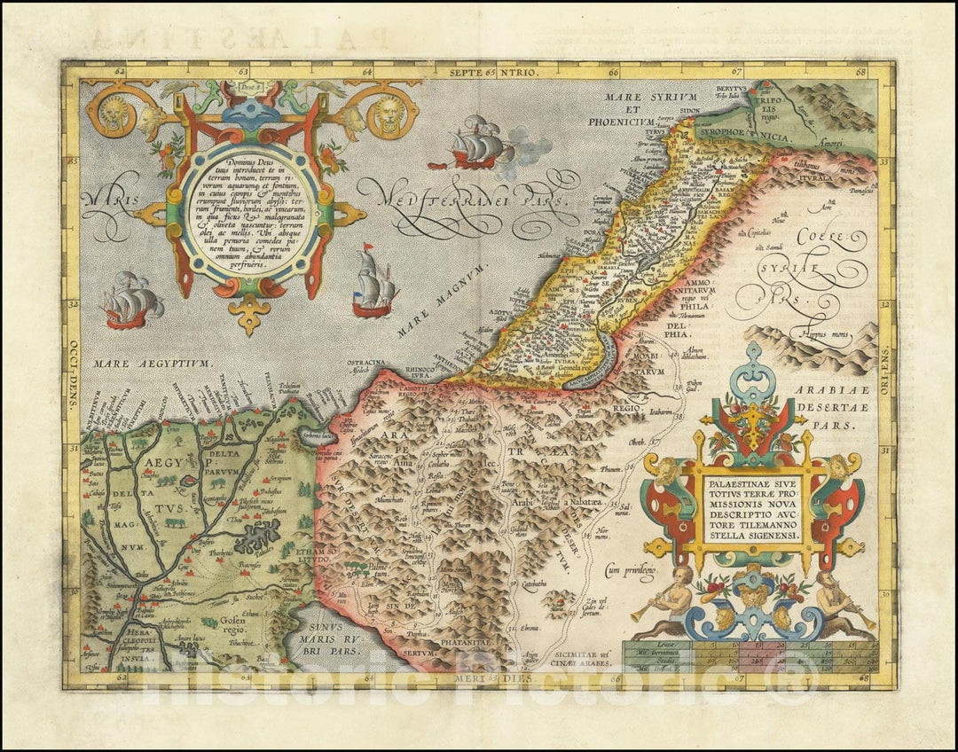 Historic Map : Palaestinae Sive Totius Terrae Promissionis Nova Descriptio Auctore Tilemanno Stella Sigenens, 1624, Vintage Wall Art