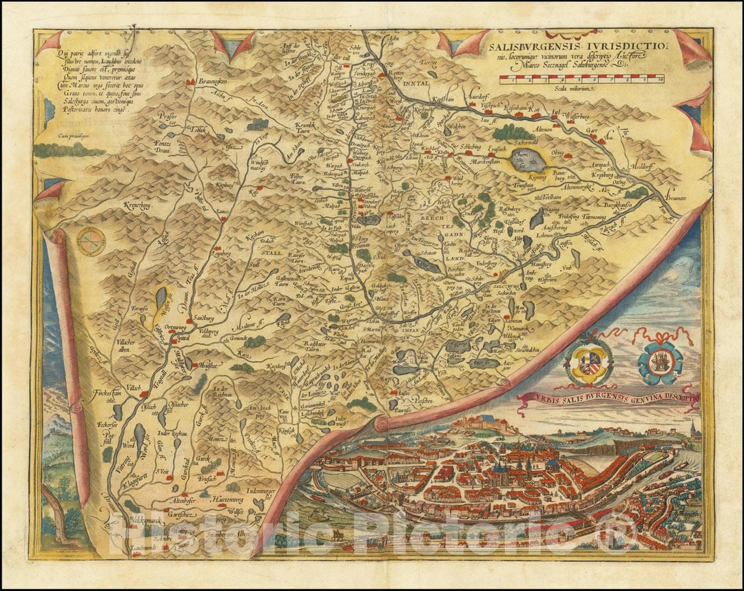Historic Map : Salisburgensis Jurisdictionis locorumque vicinorum vera descriptio, ., 1572, Vintage Wall Art