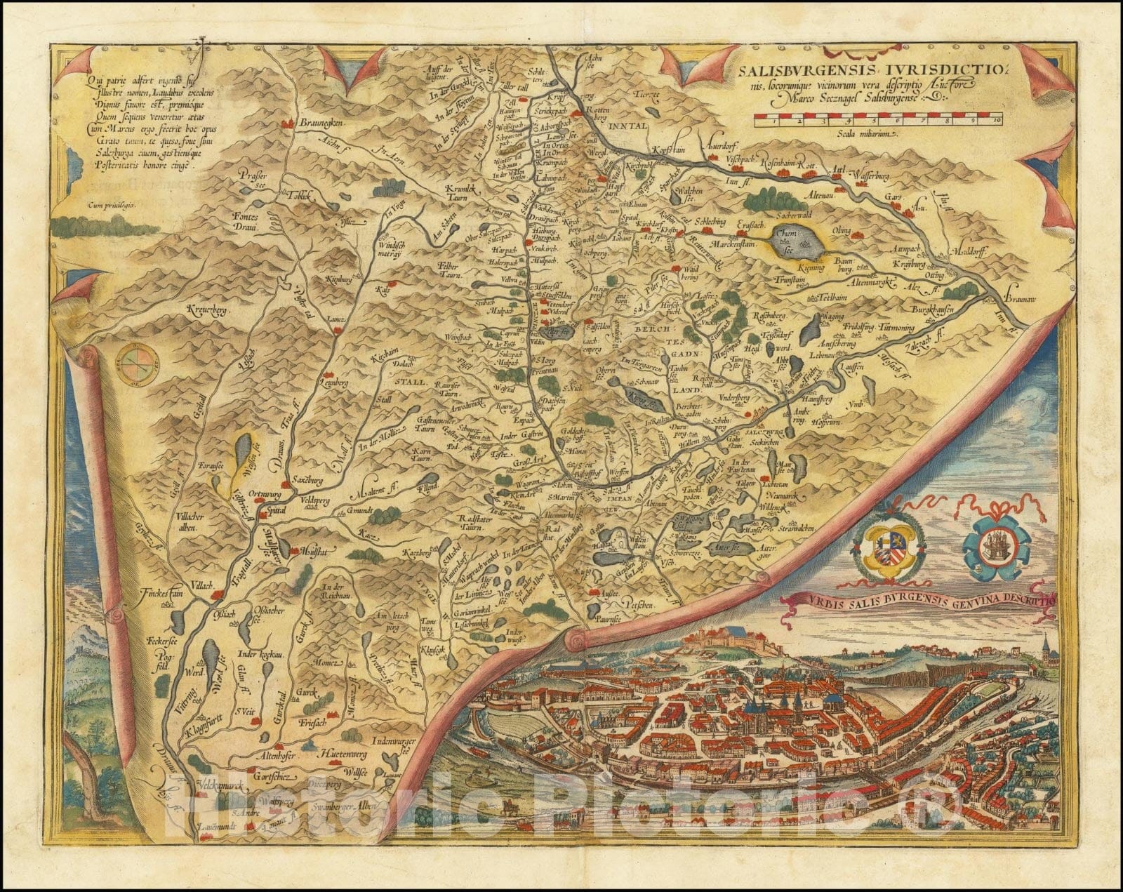 Historic Map : Salisburgensis Jurisdictionis locorumque vicinorum vera descriptio, ., 1572, Vintage Wall Art