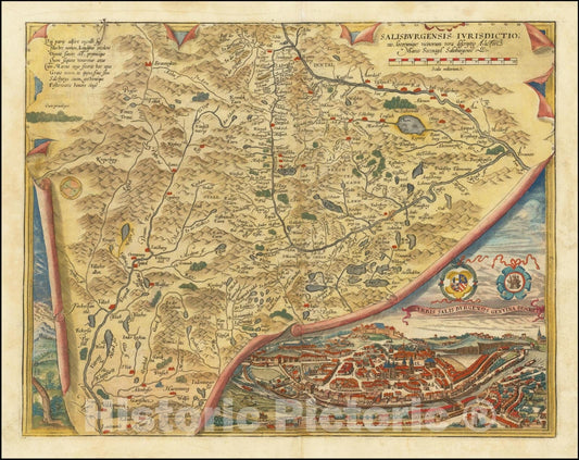 Historic Map : Salisburgensis Jurisdictionis locorumque vicinorum vera descriptio, ., 1572, Vintage Wall Art