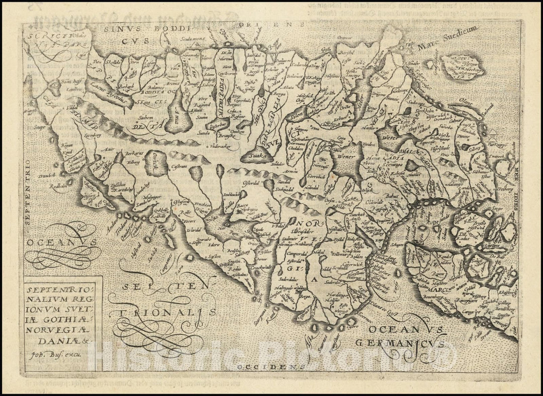 Historic Map : Septentrionalium Regionum Suetiae Gothiae Norvegia Daniae, 1593, Vintage Wall Art