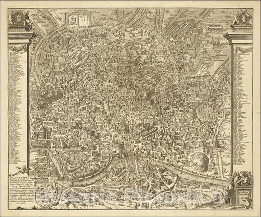 Historic Map : Antiquae Urbis Romae Imago Accuratiss Ex Vetustis Monumentis, Descripta a Pyrrho Ligorio Romano Per XIIII Regiones in Quas Urbem Divisit Imp. Caesar Augustus, 1696, Vintage Wall Art