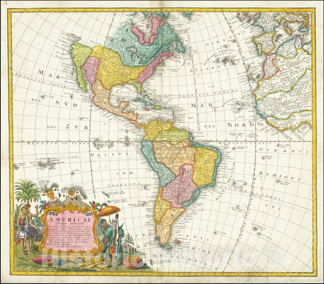 Historic Map : Americae Mappa generalis Secundum legimitas projectionis Stereiographiae regulas, MDCCXXXXVI, 1746, Vintage Wall Art