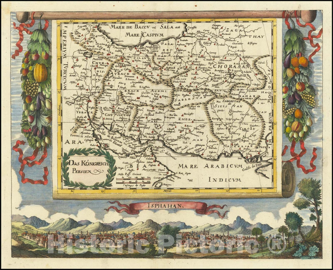 Historic Map : Das Konigreich Persien, 1686, Vintage Wall Art