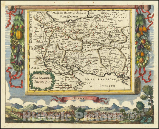 Historic Map : Das Konigreich Persien, 1686, Vintage Wall Art
