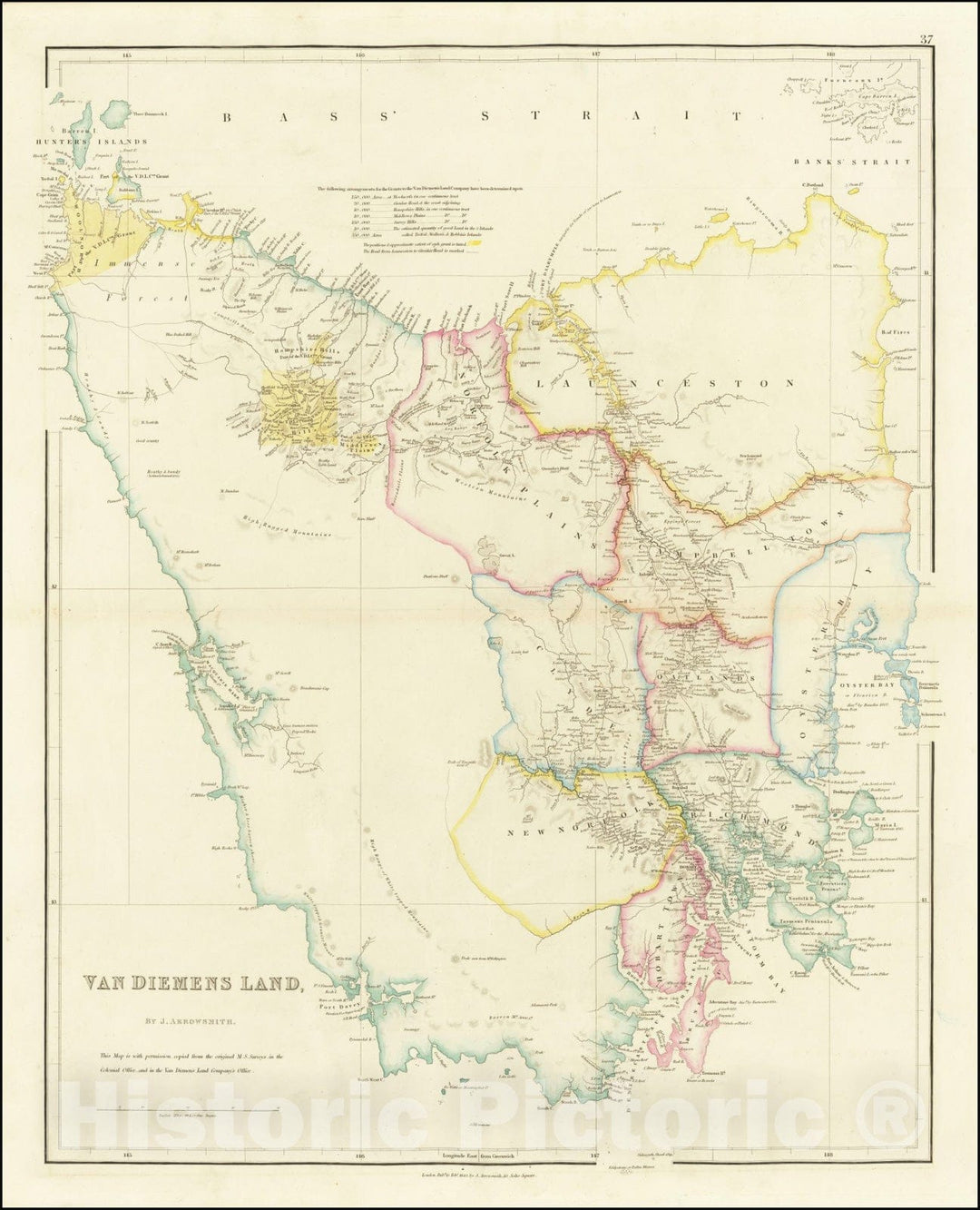 Historic Map : Van Diemens Land , 1842, Vintage Wall Art
