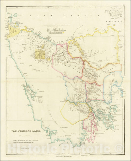 Historic Map : Van Diemens Land , 1842, Vintage Wall Art