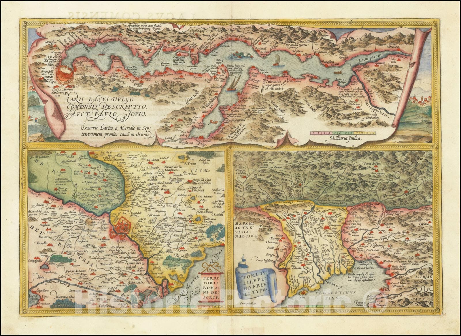 Historic Map : Larii Lacus Vulgo Comensis Descriptio,  1581, Vintage Wall Art