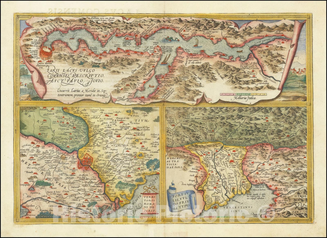 Historic Map : Larii Lacus Vulgo Comensis Descriptio,  1581, Vintage Wall Art